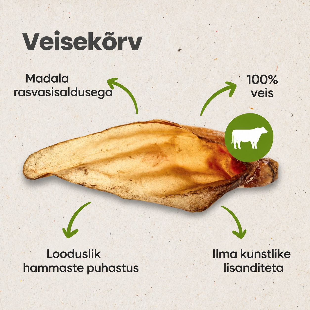 Veisekõrv lihaga 10 tk / kott - Pilt 2