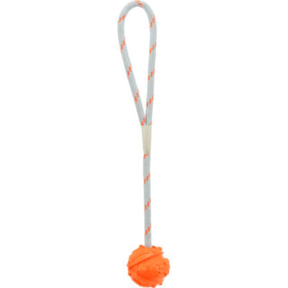 Koera mänguasi pall nööriga, looduslikust kummist, ujuv, ø 4,5 × 35 cm