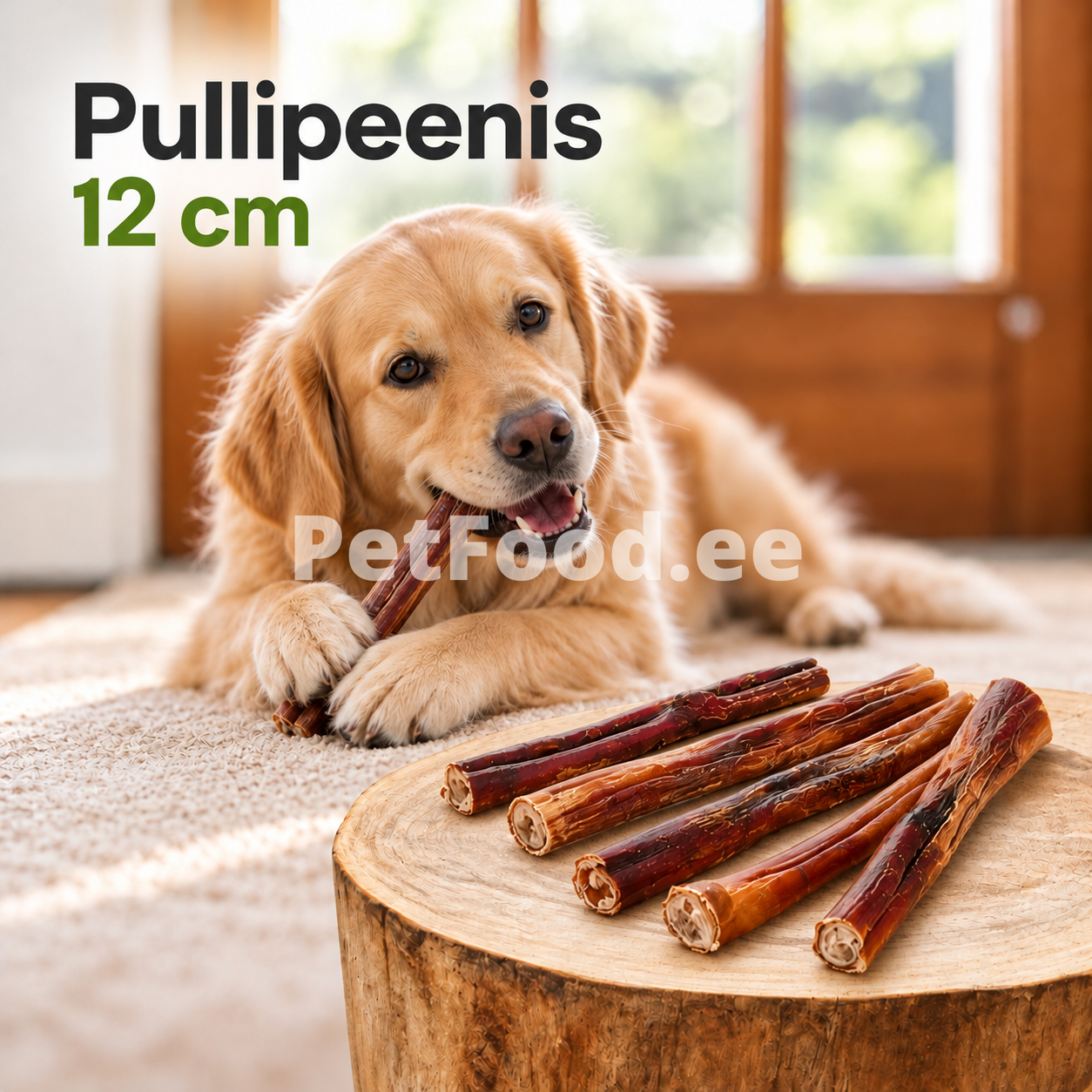 Koer närib naturaalset pullipeenist – 12 cm närimismaius