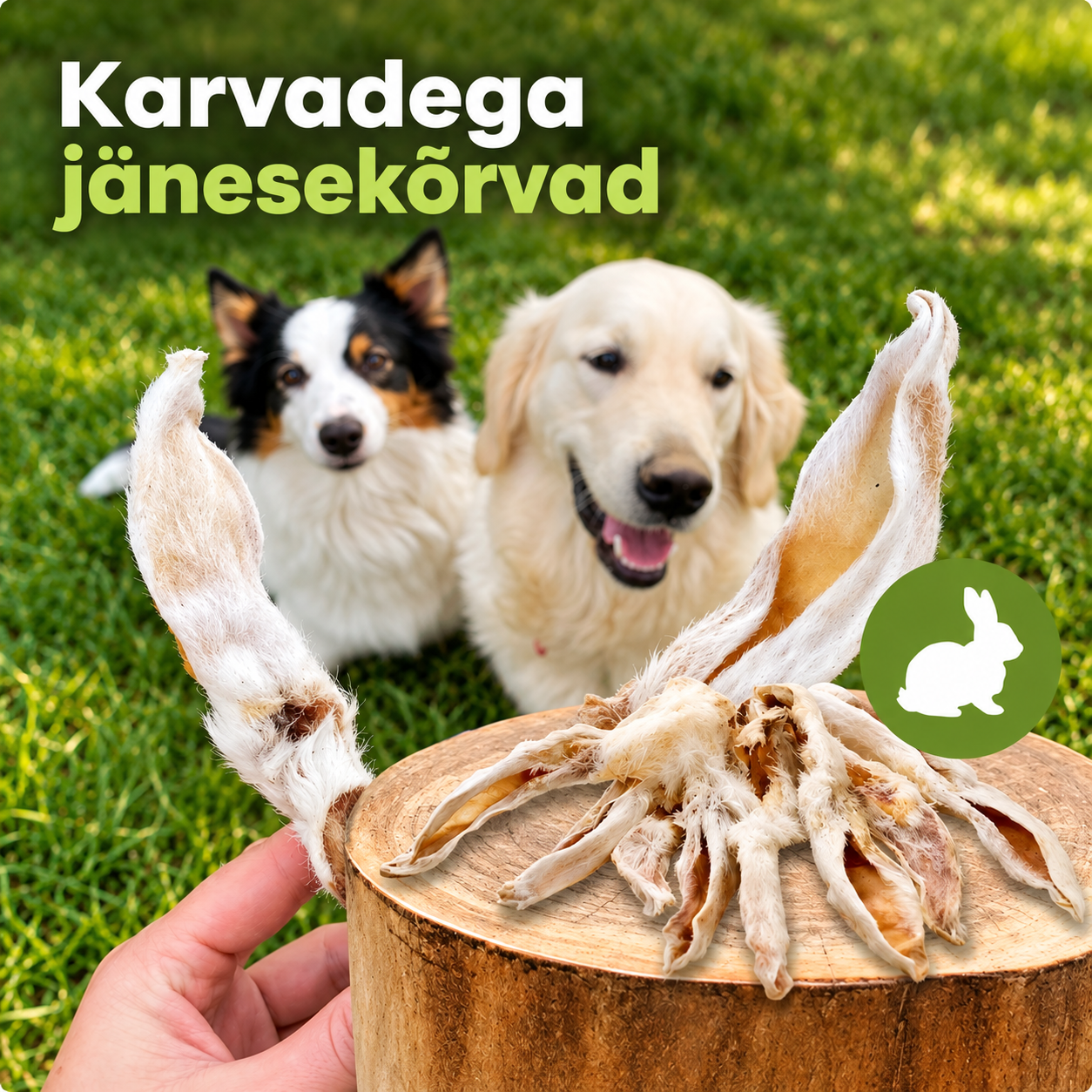 Naturaalsed karvadega jänesekõrvad koerale – 100% küülik, loomulik karvkate ja närimisrõõm