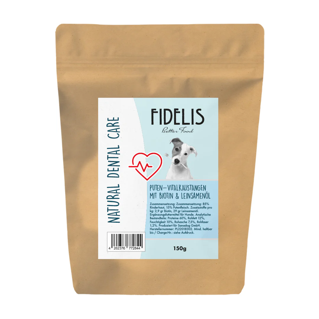 Vital närimispulgad veiseliha, kalkuni, biotiini ja linaseemneõliga, FIDELIS, kotis 150g