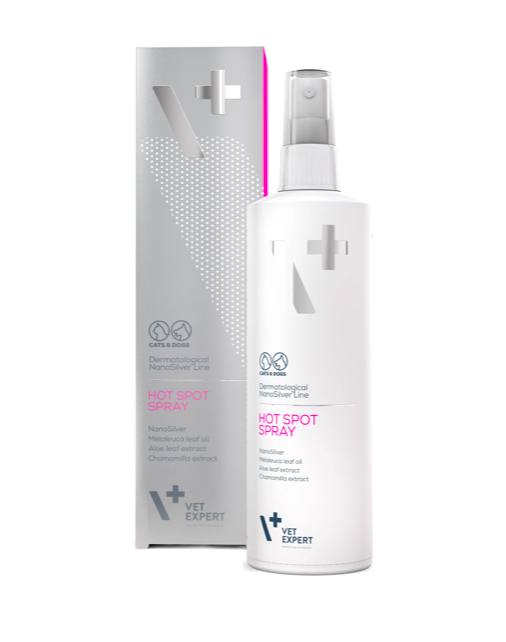 VetExpert Hot Spot Spray 100 ml – nanohõbeda, aaloe ja pantenooliga nahahooldussprei koertele ja kassidele