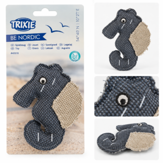 TRIXIE BE NORDIC hallikassinine merihobukese kujuline kassimänguasi naistenõgesega, 11 cm