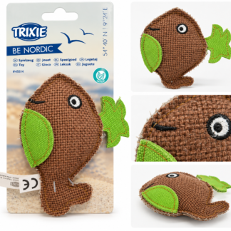 TRIXIE BE NORDIC pruun ja roheline vaalakujuline kassimänguasi naistenõgesega, 12 cm